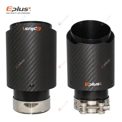 EPLUS Matte Carbon Fiber Exhaust Tip Black Stainless Straight for Akrapovic