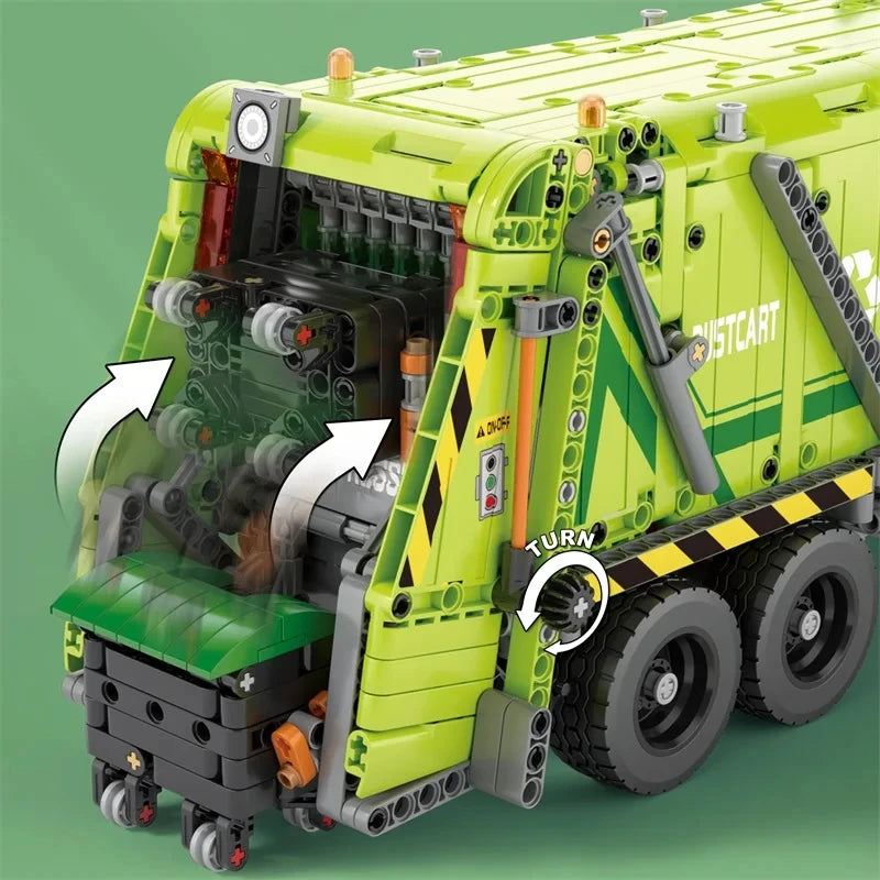 1468PCS Remote Control Compressed Garbage Truck Building Blocks City Sanitation Technical RC Car Model Bricks Kids Toys Gifts-EXPROTAS