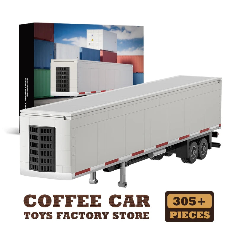 MOC Truck Head Container Trailer Building Blocks City Shipping Vehicle Toy Set