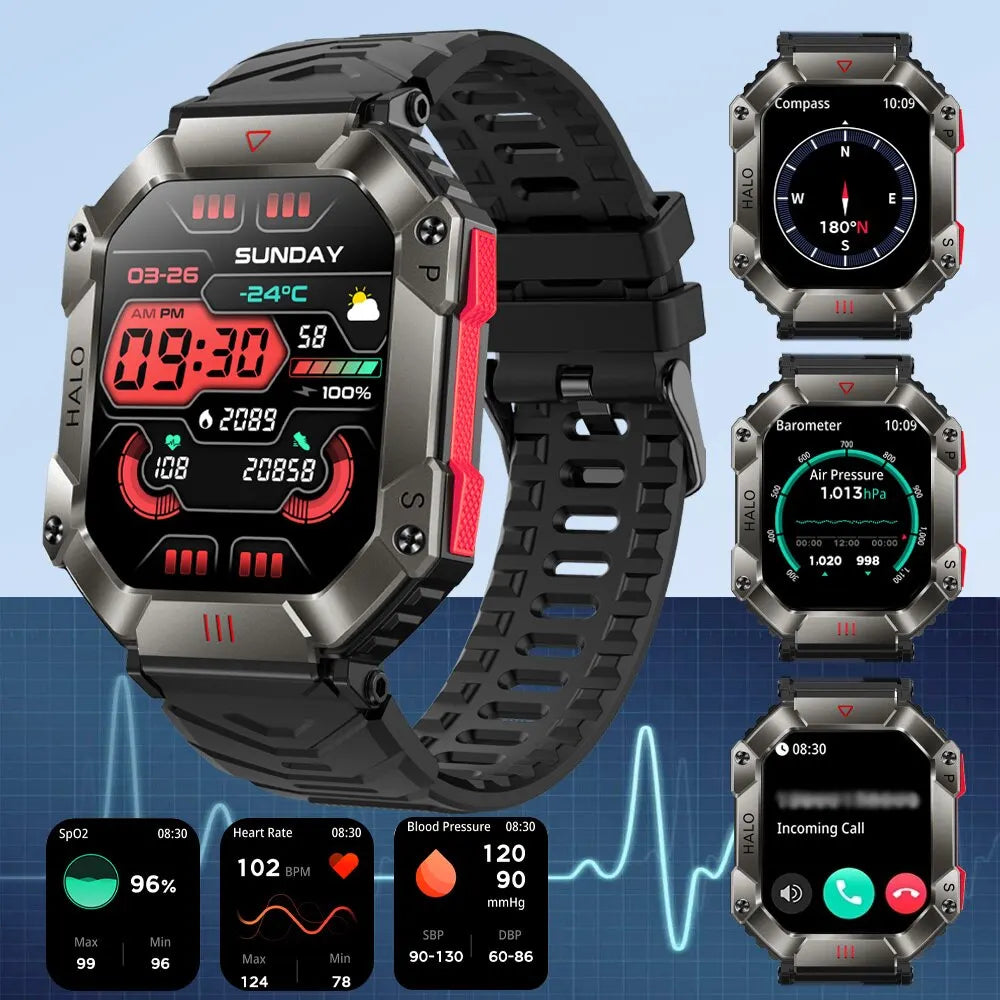 SENBONO 2023 Men Smartwatch Compass Barometer Altimeter GPS Trajectory Outdoor Sport Bluetooth Call 650mAh 2.0'' Smart Watch Men-EXPROTAS
