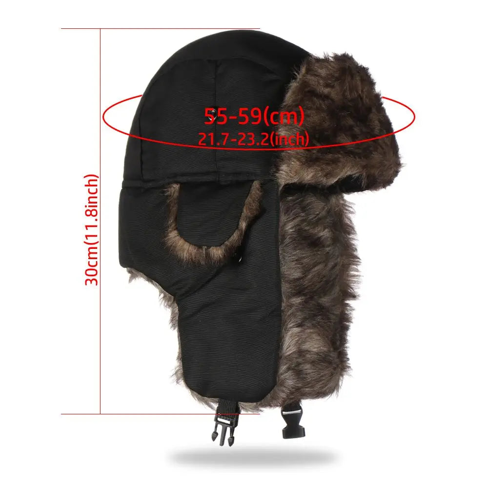 Russian Ushanka Winter Hat Fur Earflap Trapper Ski Cap for Men Women