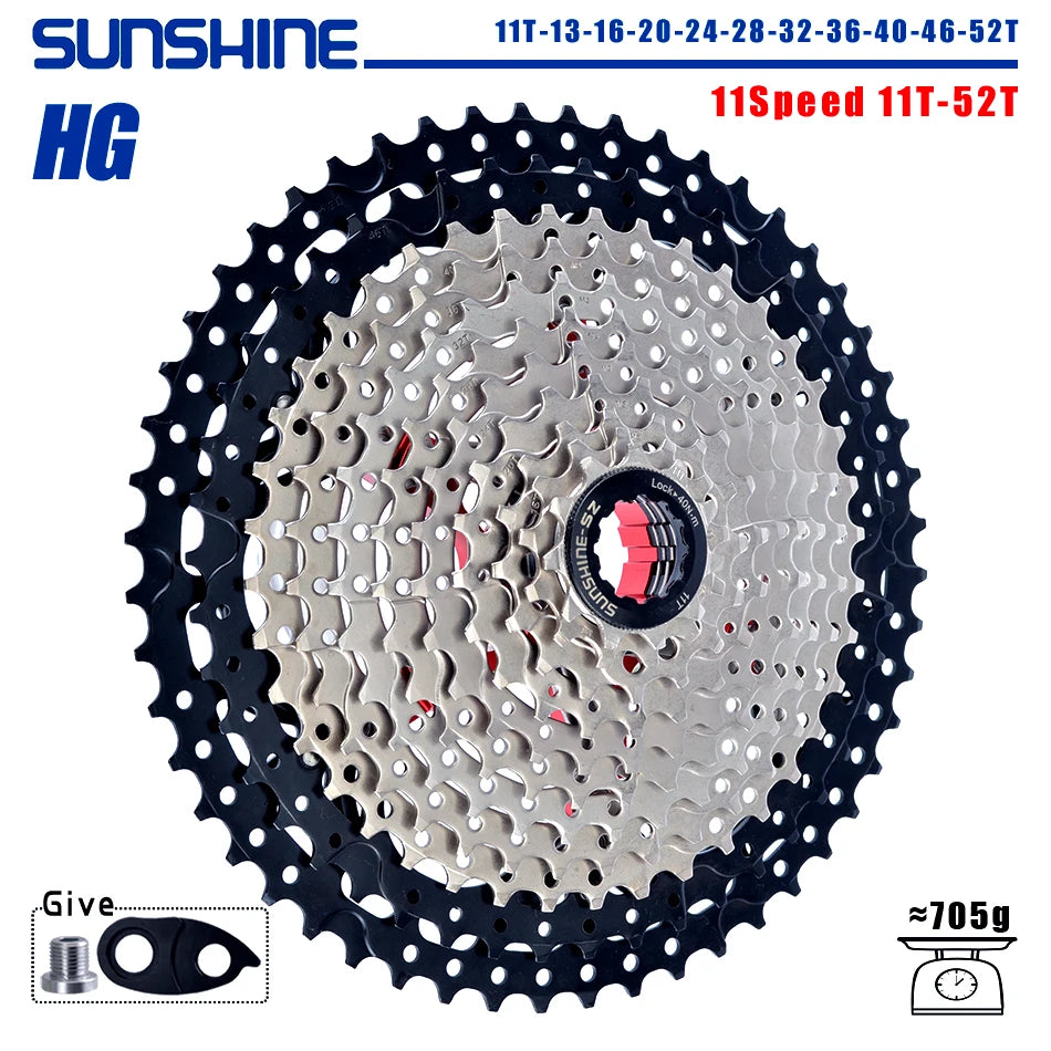 SUNSHINE 8-12 Speed Bicycle Cassette Freewheel HG Sprocket 32-52T for Shimano SRAM Flywheel