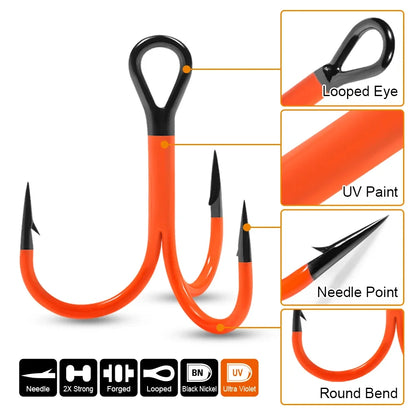 Flame Treble Hook Spinpoler UV Hi-Carbon Steel No 2-0 Fishing Tackle