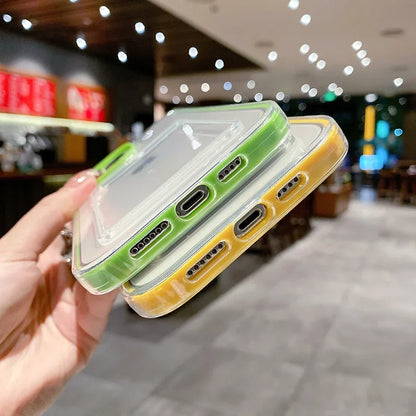 Transparent Card Holder Shockproof Soft Case for iPhone 12-16 Pro Max
