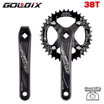 GOLDIX MTB Crankset Square Taper Aluminum 104BCD Narrow Wide Bike Crank - EXPROTAS