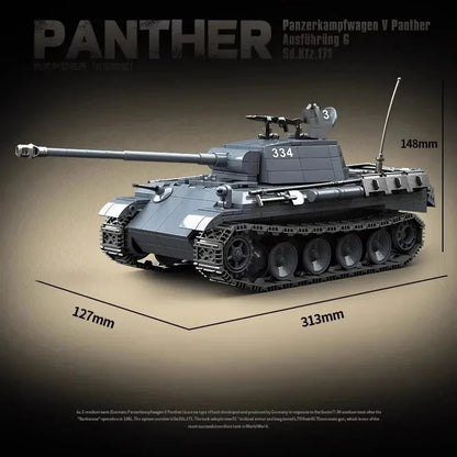 WW2 German Panther G Tank Building Blocks Military Brick Model Toy Set