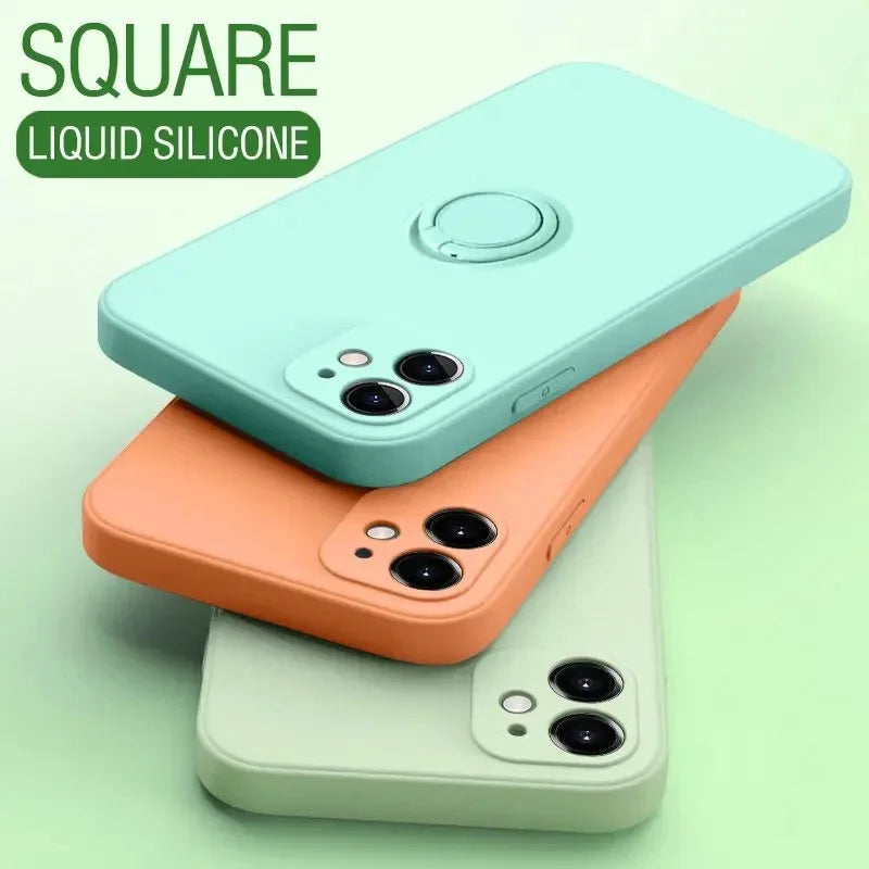 Magnetic Ring Silicone Phone Case for iPhone 11-17 Pro Max Plus Mini XR