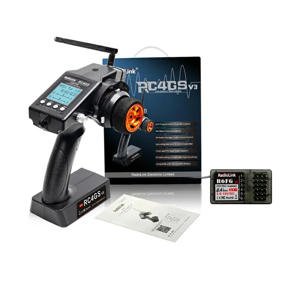RadioLink RC4GS V3 2.4G 4CH 5CH 7CH 400M Distance Remote Controller Transmitter  R6Fg Gyro Inside Receiver for RC Car Boat-EXPROTAS