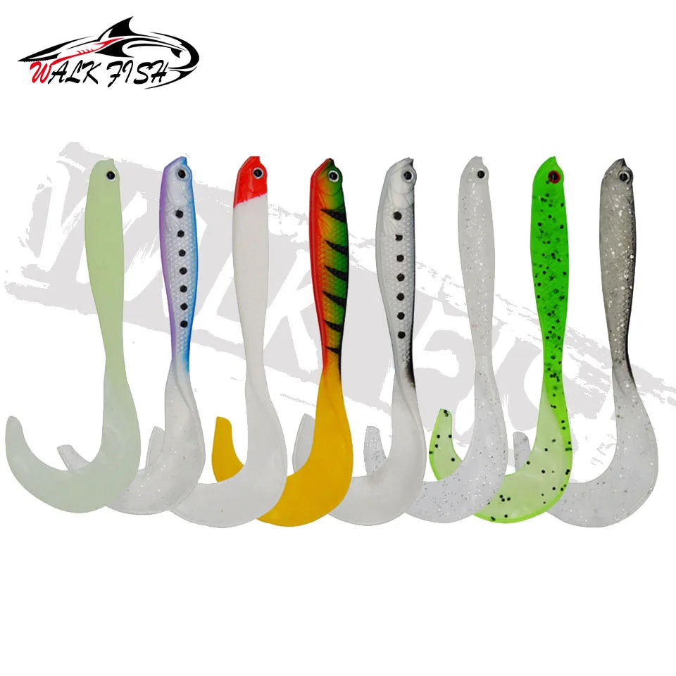 4PCS Fishing Lure Jigging Soft Baits 12.5cm 5.5g Hooks for Bass Pike