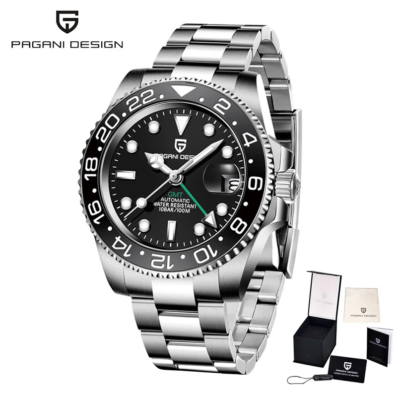 PAGANI Design PD-1662 Men’s Automatic Watch Stainless Steel Ceramic Bezel Waterproof