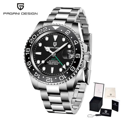 PAGANI Design PD-1662 Men’s Automatic Watch Stainless Steel Ceramic Bezel Waterproof