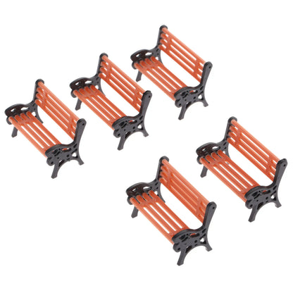 5PCS Mini Garden Ornament 1:30 Scale Park Bench Model Decor