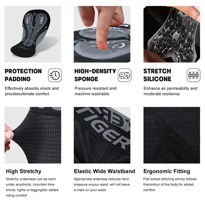X-TIGER Men’s 5D Gel Cycling Underwear Shorts Shockproof MTB Road Bike Liner