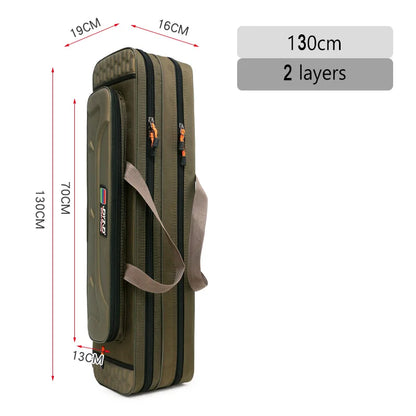 Fishing Rod Bag 2/3/4 Layer 80-130cm 1680D Oxford Reel Tackle Storage Case