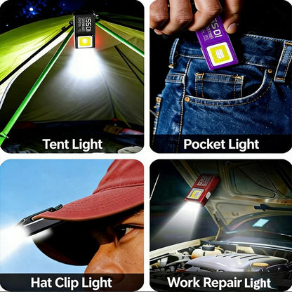 Mini LED Work Light USB Rechargeable COB Flashlight Magnetic Torch EDC