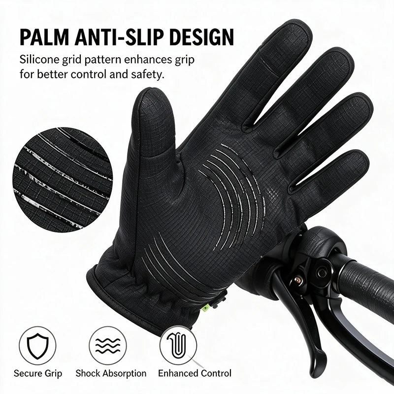 Anti-slip Motorcycle Gloves Waterproof Adjustable Fleece Lined Winter Gear