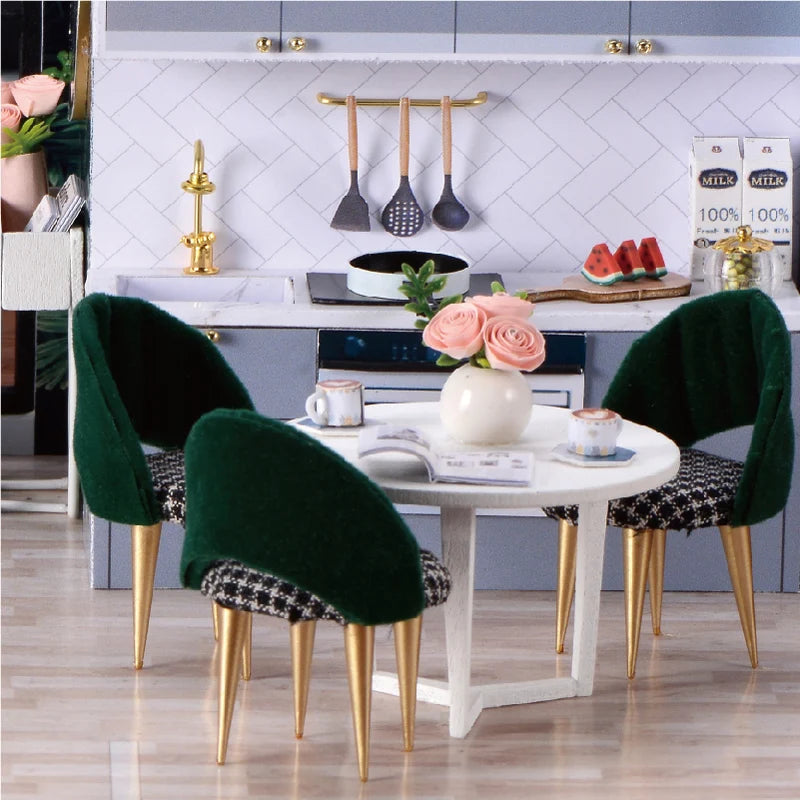 Wooden Miniature Duplex Dollhouse DIY 3D Puzzle Kit with Furniture LED Decoration Gift - EXPROTAS