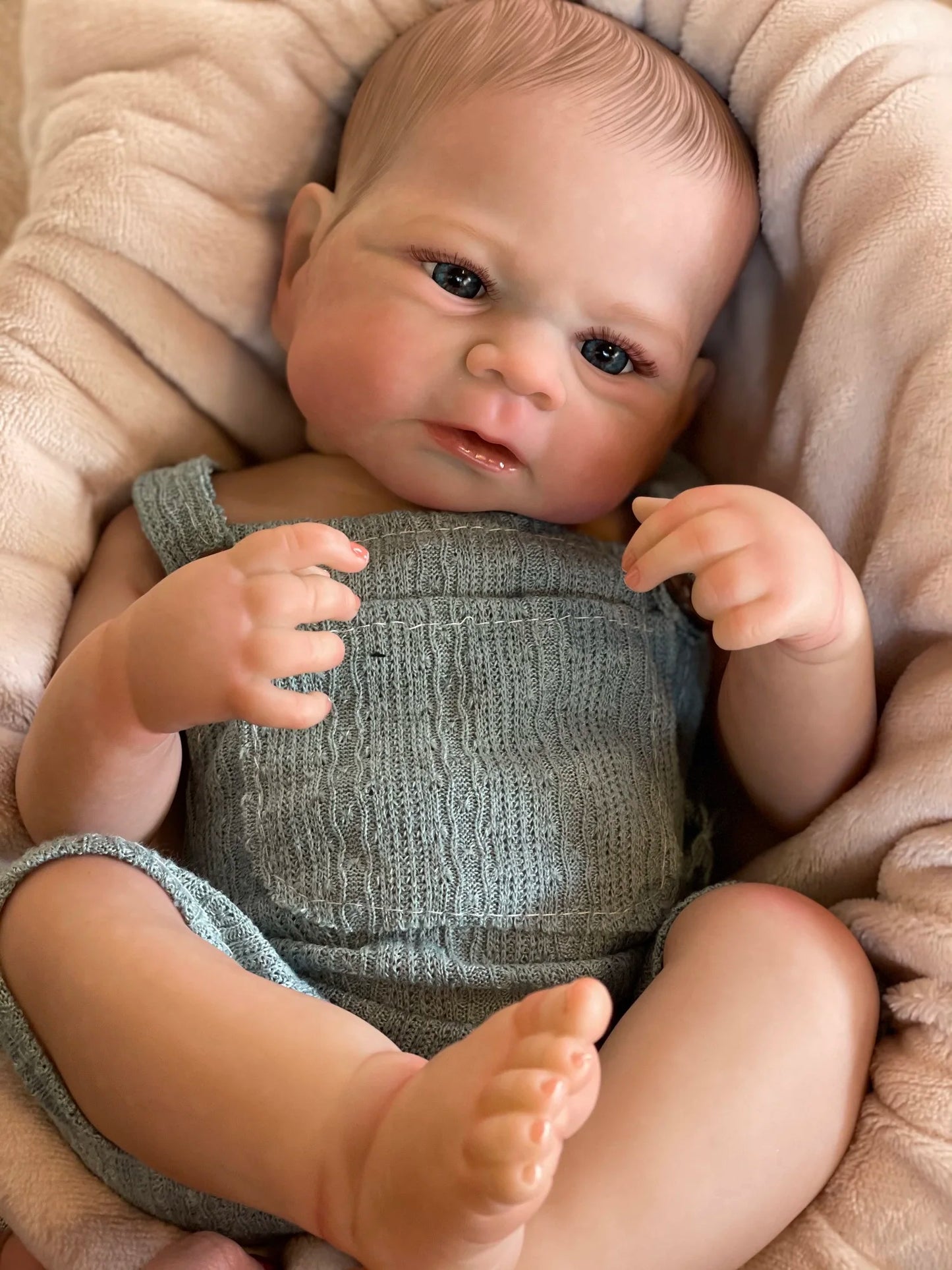 50cm Elijah Reborn Baby Boy Doll Full Body Vinyl Painted Soft Touch Newborn