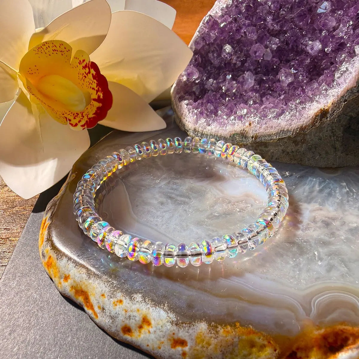 Menopause Natural Ethiopian Opal Bracelet Elastic Stretch Jewelry Balance
