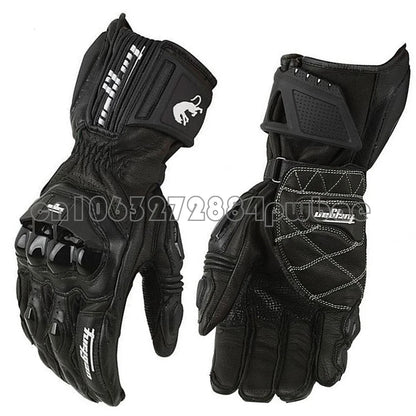 Biker Leather Gloves Motorcycle Black Carbon Fiber Protective Gear