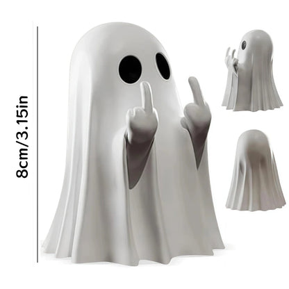 Cute Middle Finger Ghost Statue Small Halloween Decor for Home Centerpiece
