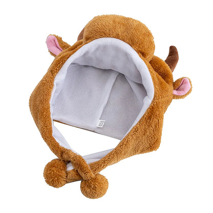 Unisex Funny Bulls Head 3D Animal Decorative Hat Winter Cap for Adults