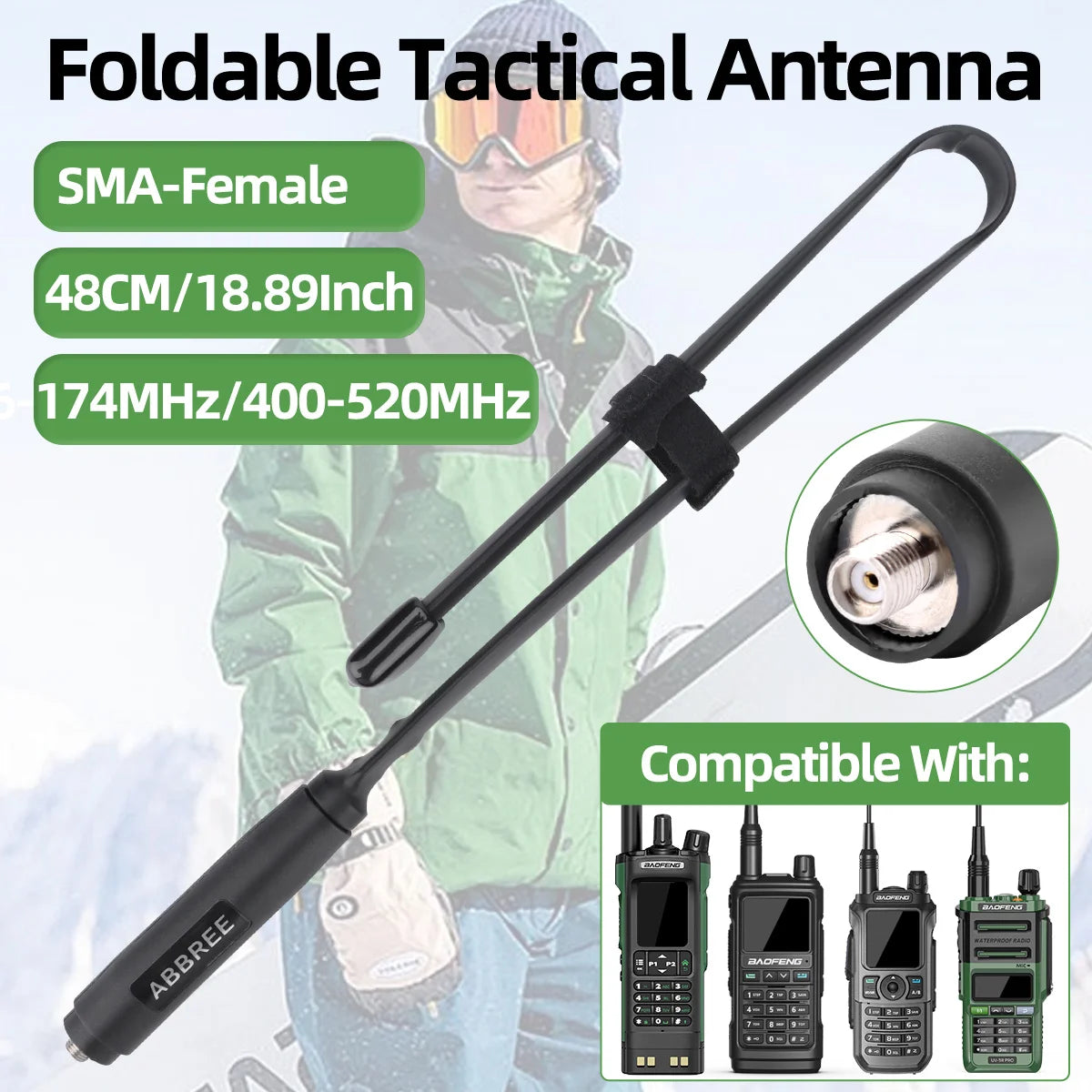 Walkie Talkie Antenna Dual Band SMA-Female Tactical for Baofeng UV-32 DM-32