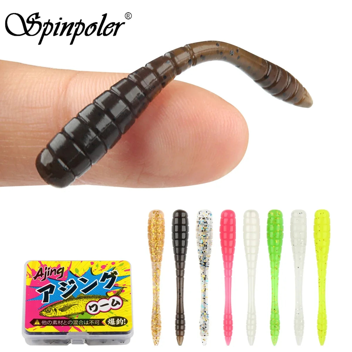 Ajing Soft Fishing Lure TPR Glow Worm Rockfish Bass Bait 20Pcs Set