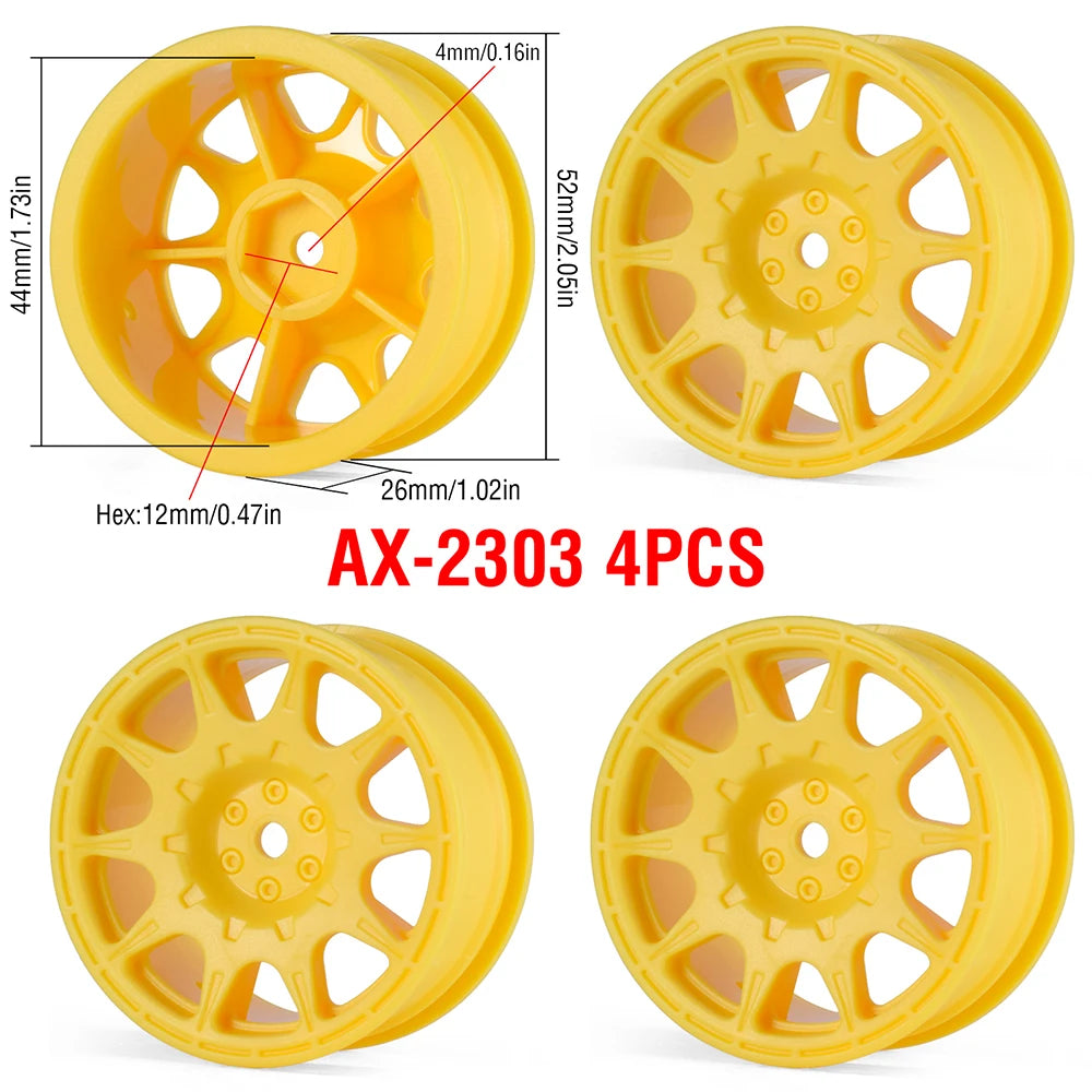 1/10 RC Wheels & Tires Set 12mm Hex On-Road Drift/Rally for Tamiya TT-02 Compatible Chassis