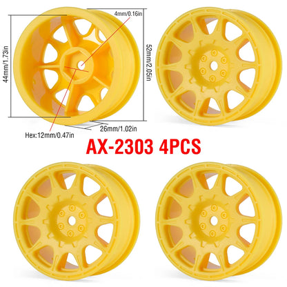 1/10 RC Wheels & Tires Set 12mm Hex On-Road Drift/Rally for Tamiya TT-02 Compatible Chassis