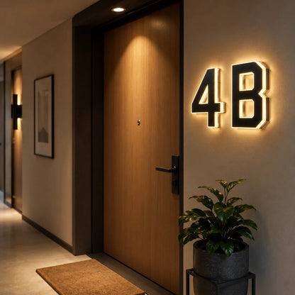 Solar House Number Light LED Address Plaque Sign for Door Wall Outdoor