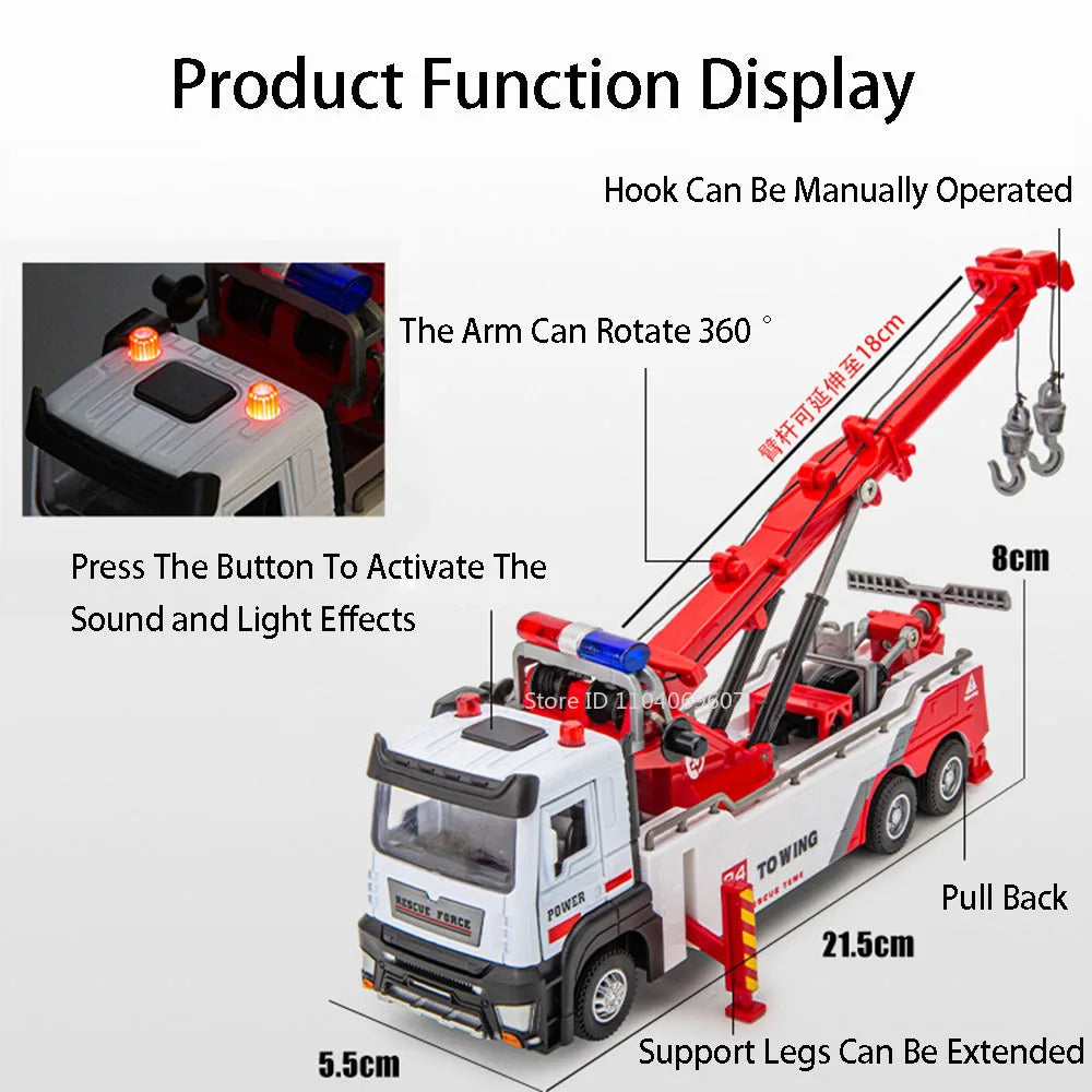 1:32 Toys Double Hook Car Model Diecast Engineering Truck for Kids