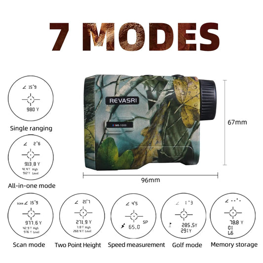 REVASRI Hunting Laser Rangefinder 1000 Yards with Rechargeable Battery Hunting Range Finder with Target Acquisition Technology E-EXPROTAS