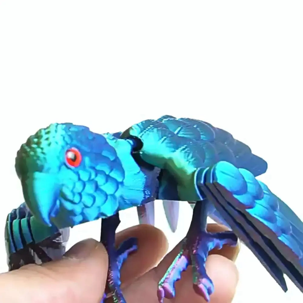 3D Printed Parrot Animal Statue Bird Flexible Model with Moveable Wings