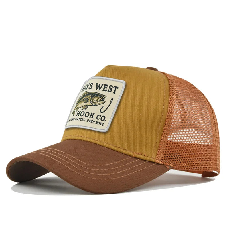 Mesh Fishing Cap Snapback Trucker Hat Breathable Unisex Outdoor