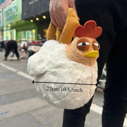 Fur Chicken Plush Bag Funny Ugly Hen Shape Handbag Satchel Purse for Women