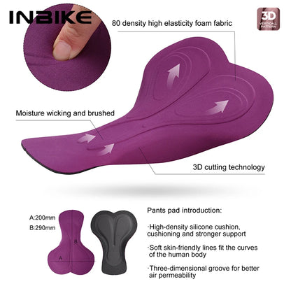 INBIKE Womens Cycling Bib Shorts High Waist 3D Padded MTB Road with Pockets