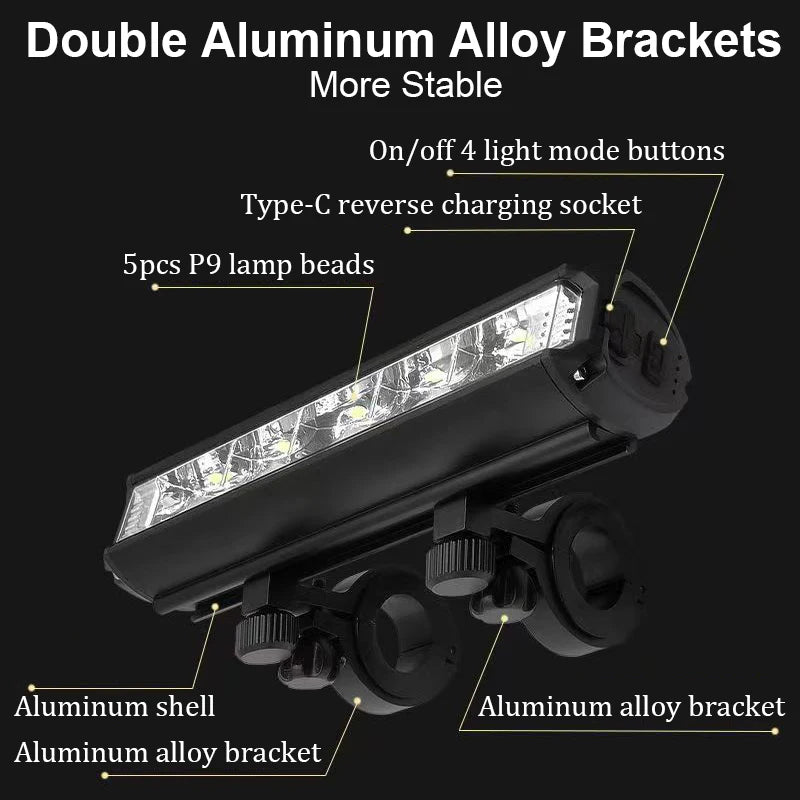 Bicycle Light Front 10000mAh USB Rechargeable Waterproof LED Bike Lamp