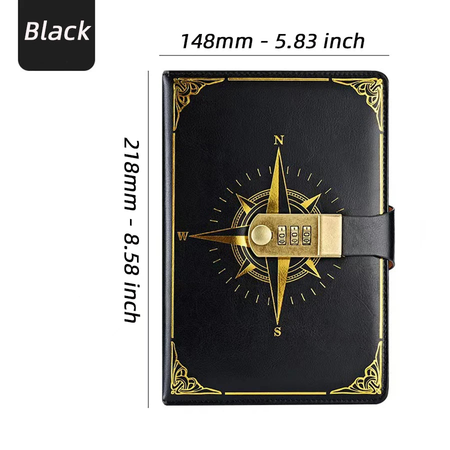 Retro Password Book A5 Lockable Notebook Diary Journal Travel Student