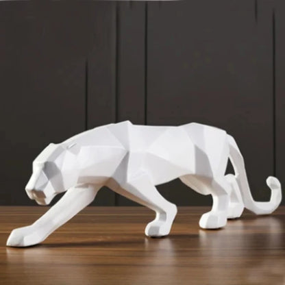 Large Panther Statue Geometric Resin Leopard Sculpture Home Office Desk Decor