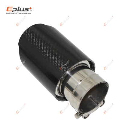 Universal Glossy Carbon Fiber Exhaust Tip Stainless Blue Straight Muffler