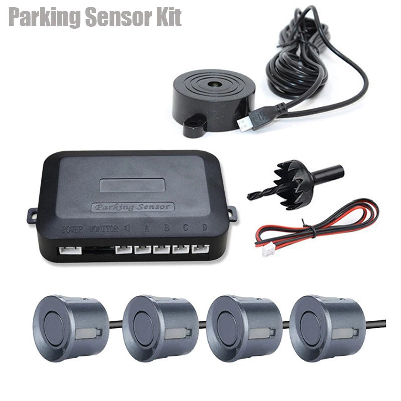 Car Parking Sensor 12V Ultrasonic 4 Sensors Buzzer Reverse Alert System