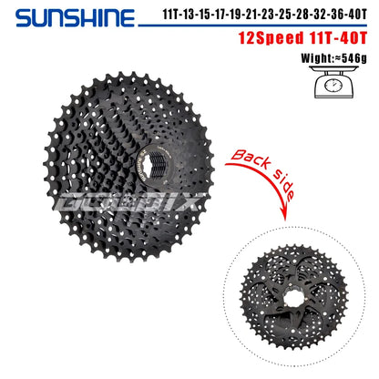 SUNSHINE MTB Cassette 8/9/10/11/12 Speed HG Sprocket for Shimano Freehub