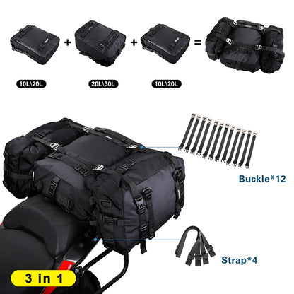 Rhinowalk Motorcycle Rear Seat Bag 10/20/30L Waterproof Saddle Luggage Bag