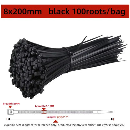 100Pcs Nylon Cable Ties Self-locking Fastening Straps for Home Office