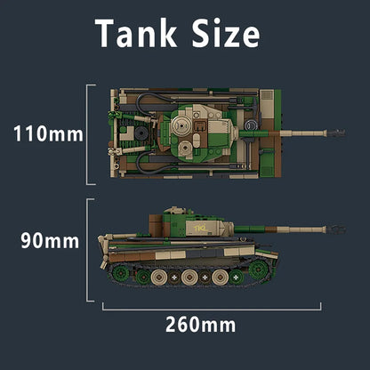 WW2 German Tiger Heavy Tank Building Blocks Military Brick Model Toy Set
