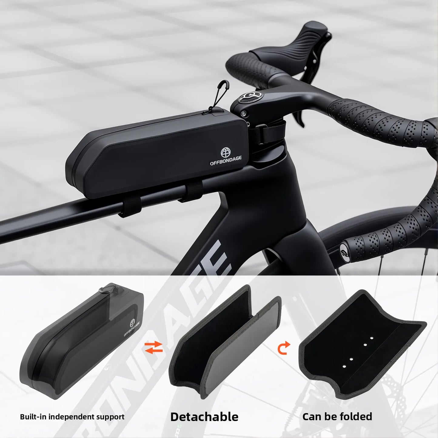 MTB Road Bike Top Tube Bag OFFBONDAGE Hard Shell Front Storage Pouch