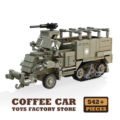 WW2 Anti-Tank Gun Building Blocks Military Weapon MOC Armored Car Model Toy Gift