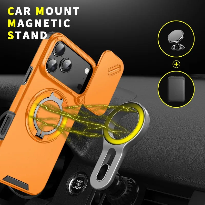 Heavy Duty MagSafe Armour Case for iPhone 14-17 Air Pro Max Camera Cover