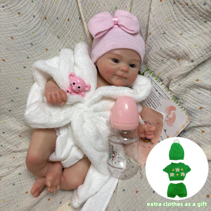 AnjoDoll 13 Inch Silicone Reborn Doll Open Mouth Washable Girl Boy 2 Outfits
